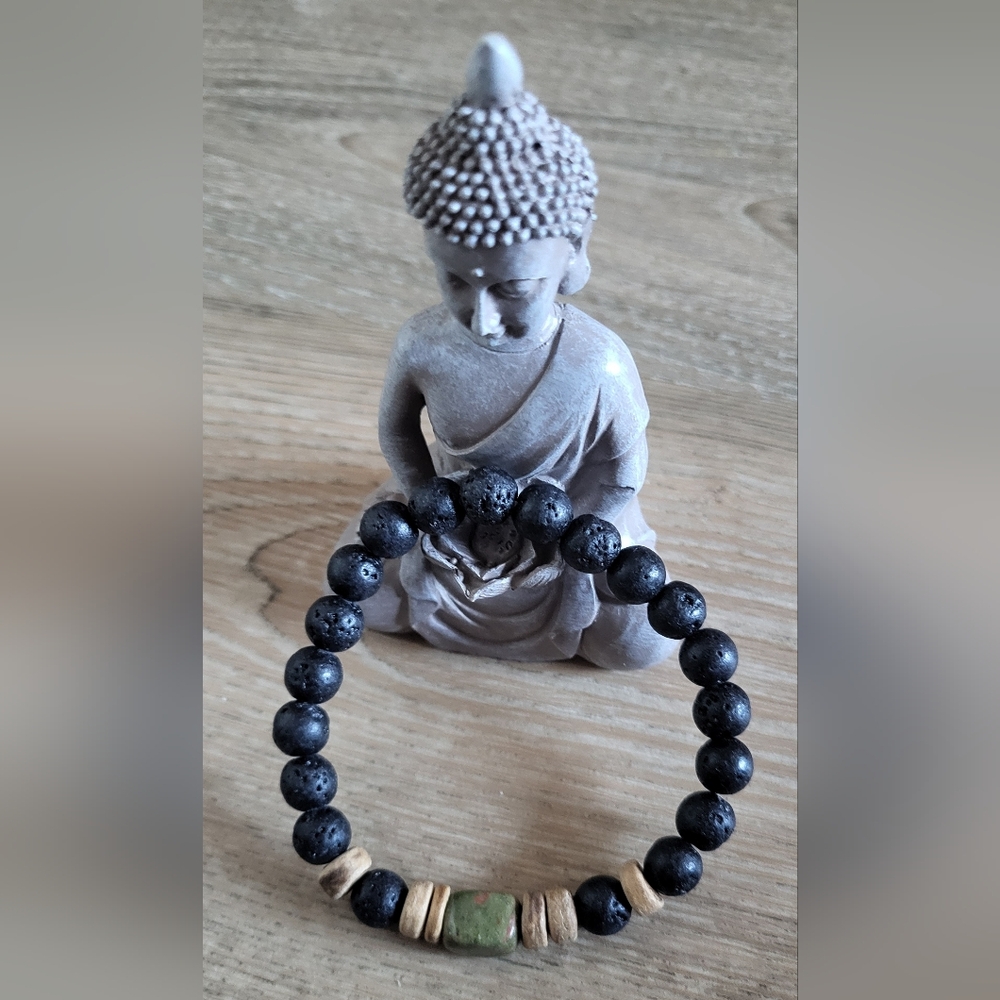 🌿 Lava Stone & Unakite Diffuser Bracelet